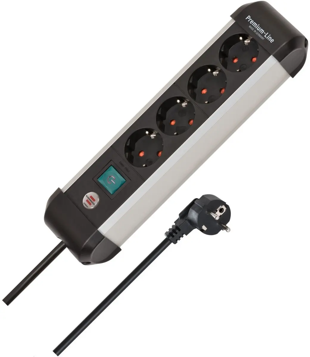 Premium-Alu-Line met schakelaar 4-voudig 1,8m H05VV-F 3G1,5