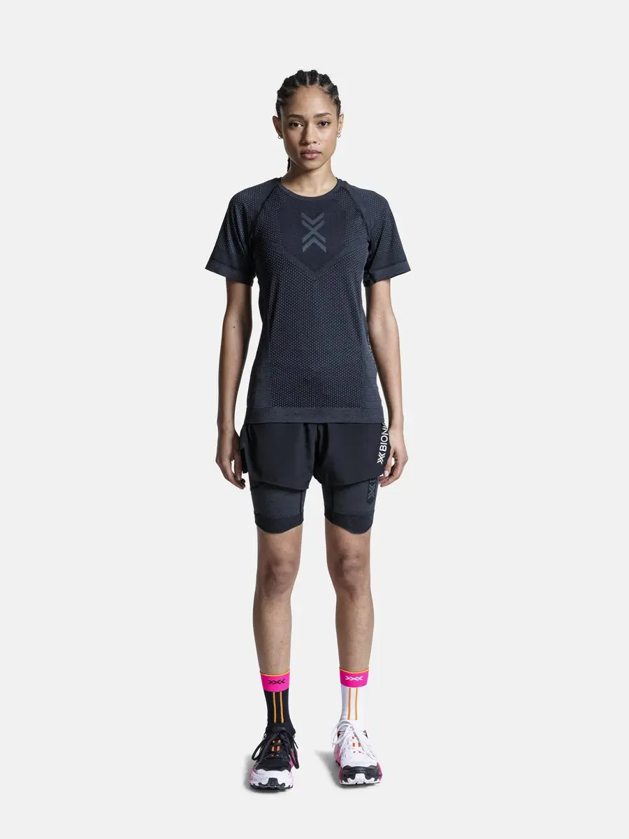 X-Bionic Xceed Hardloopshirt Dames - L - X Zwart/Rhinogrijs