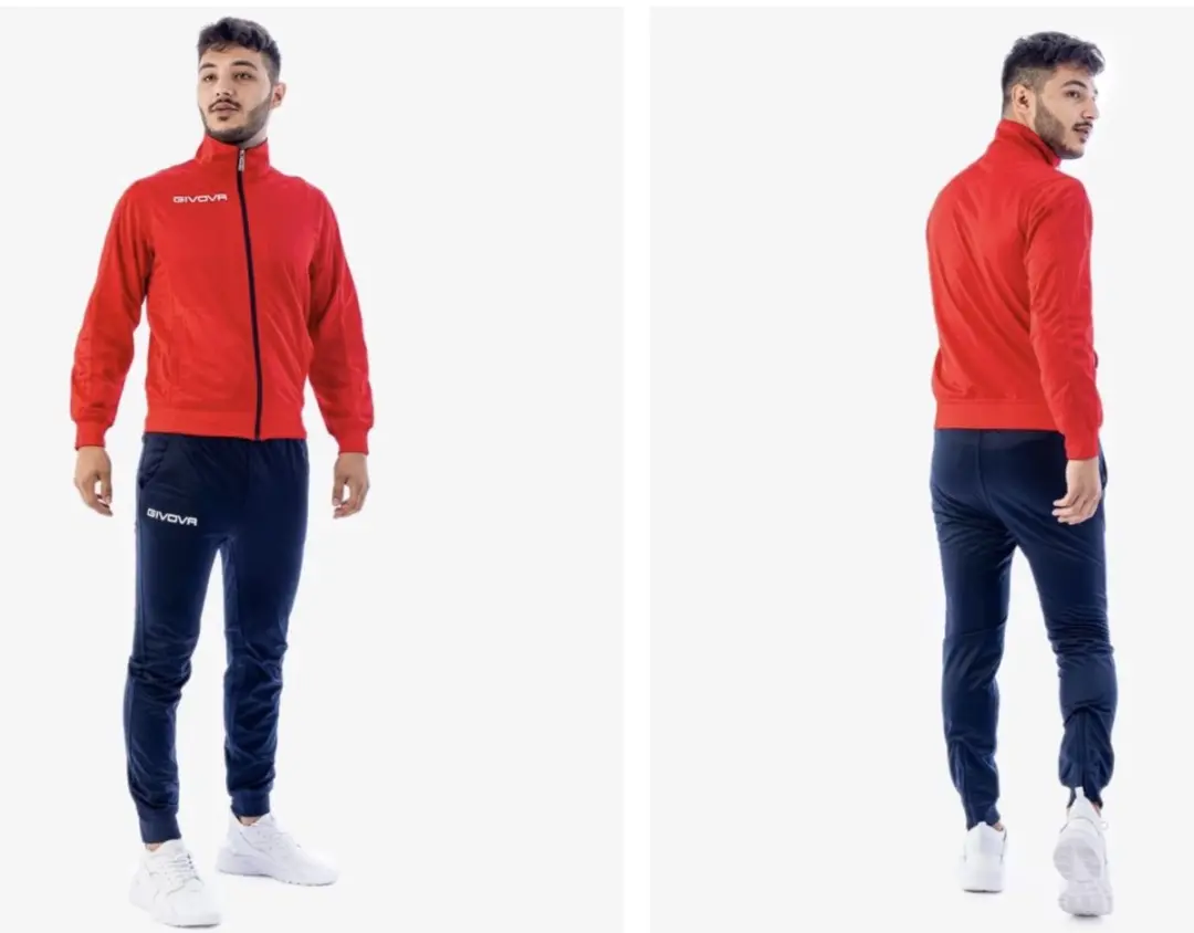 Trainingspak GIVOVA Rood/Navy Blauw, maat 2XS (140-146)