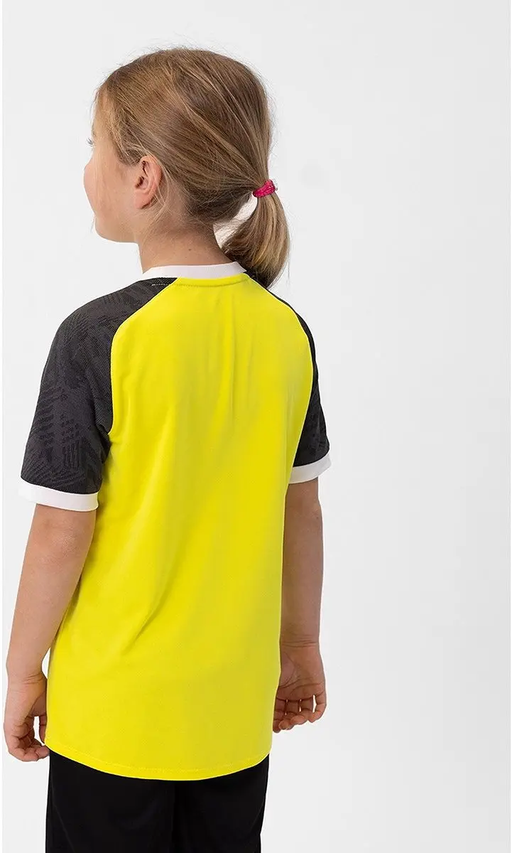 Jako Iconic Shirt Korte Mouw Kinderen 116 - Zachtgeel/Zwart