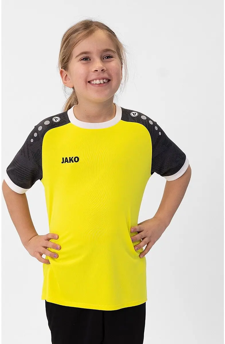 Jako Iconic Shirt Korte Mouw Kinderen 116 - Zachtgeel/Zwart