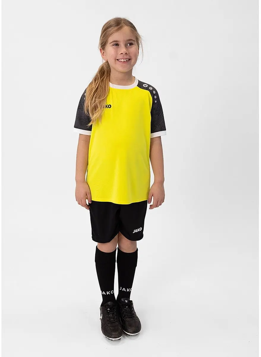 Jako Iconic Shirt Korte Mouw Kinderen 116 - Zachtgeel/Zwart
