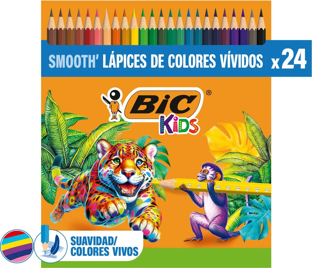 BIC Kids Kleurpotloden - Kleurpotloden - Kinderen - Verschillende Kleuren - Potlood - 24 Stuks