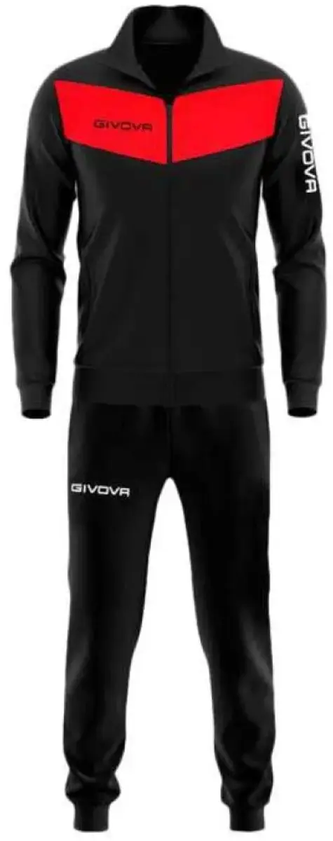 Givova Visa Trainingspak - Rood/Zwart 4 Jaar