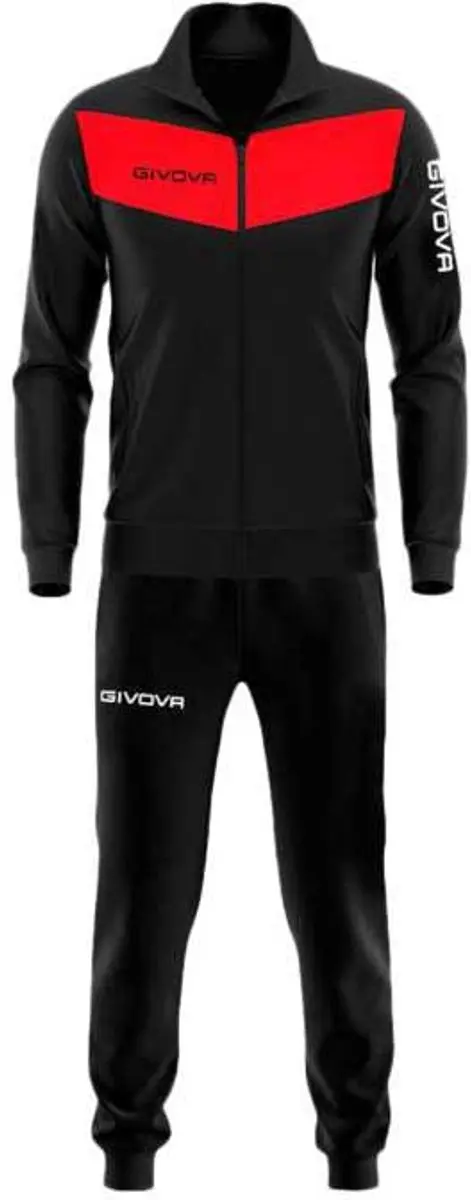 Givova Visa Trainingspak - Rood/Zwart 4 Jaar