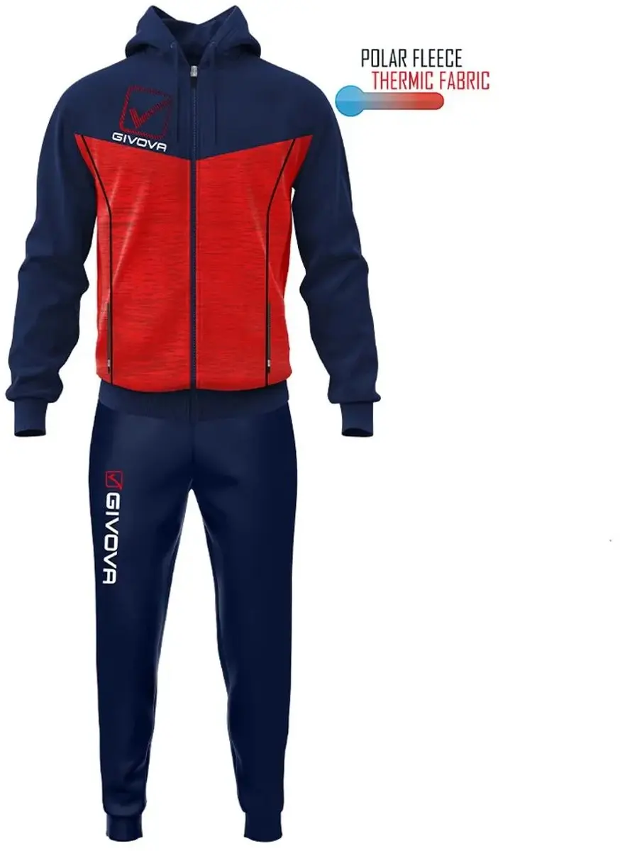 Givova Visa Melange Trainingspak - 10-12 jaar - Blauw/Rood