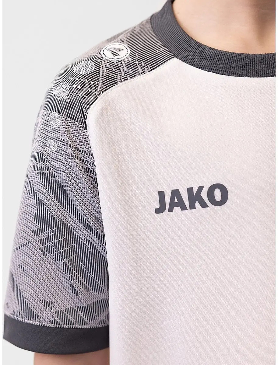 Jako Iconic Shirt Korte Mouw Kinderen 116 - Wit/Zachtgrijs