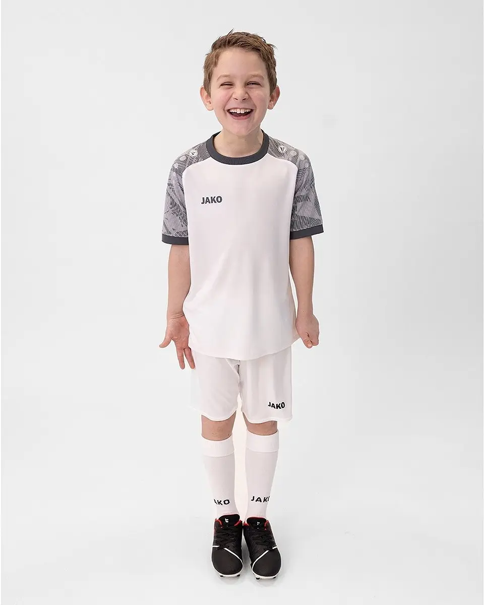 Jako Iconic Shirt Korte Mouw Kinderen 116 - Wit/Zachtgrijs