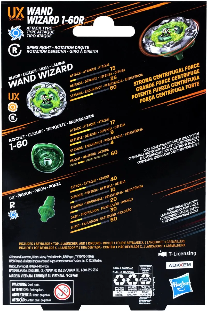 Hasbro Beyblade X Wizard Wand Starter Pack - Rechtsdraaiend - Multi
