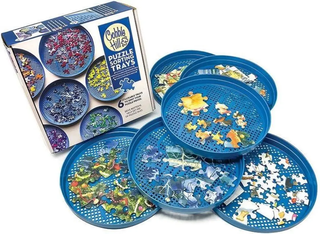 Cobble Hill Puzzelsorteerbakken 20cm - Blauw - 6 Stuks - afbeelding 2 van 6