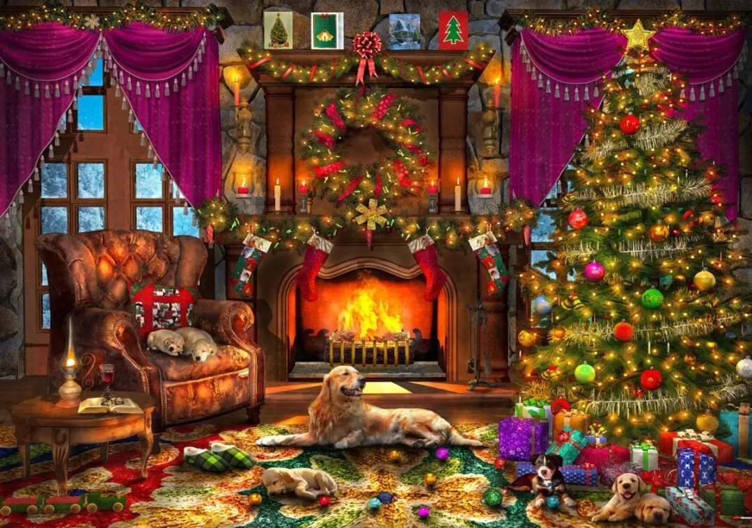 Bluebird Puzzle kerst legpuzzel Cosy Christmas Room