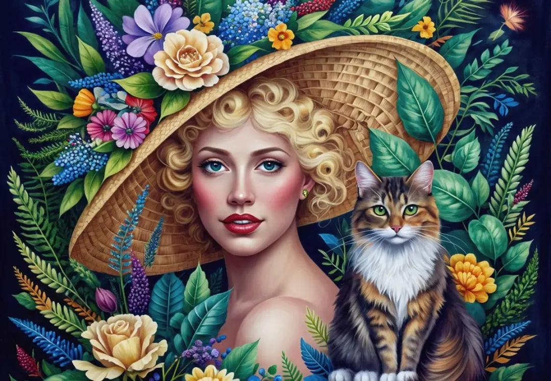 Bluebird Puzzle kunst puzzel vrouw en kat 1000 stukjes karton.