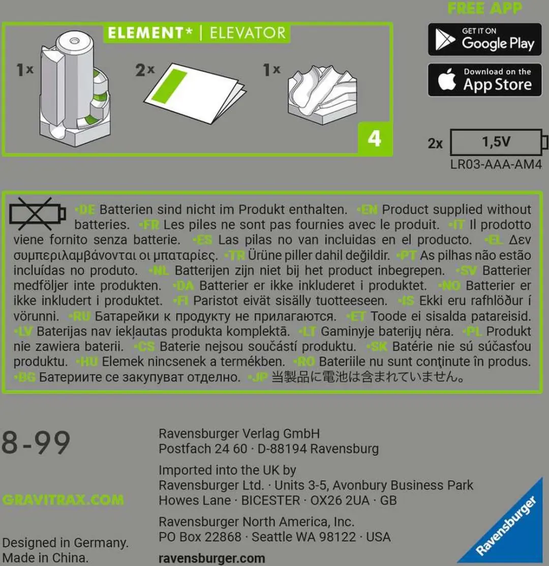 GraviTrax Power Elevator - Knikkerbaan - 13 Delen - Groen/Zwart