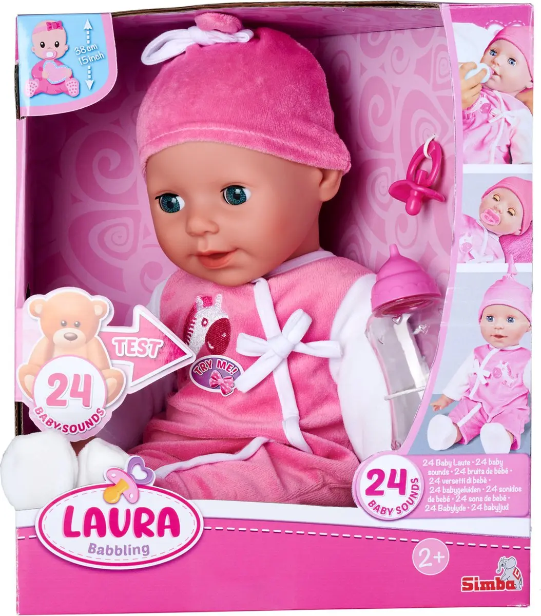 Simba Laura Pop met Baby Praatjes - 3x AA - afbeelding 6 van 6