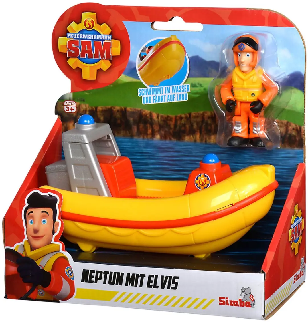Simba Brandweerman Sam Reddingsboot 17cm - Elvis Figuur - Rood - afbeelding 4 van 6