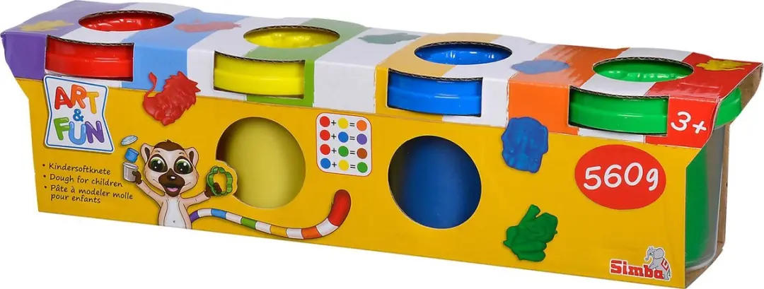 Simba Art & Fun Soft Dough Boetseerset - 4 Stuks - Rood/Geel/Blauw/ Groen - afbeelding 2 van 5