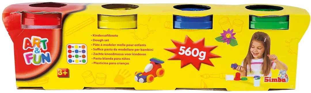 Simba Art & Fun Soft Dough Boetseerset - 4 Stuks - Rood/Geel/Blauw/ Groen - afbeelding 5 van 5