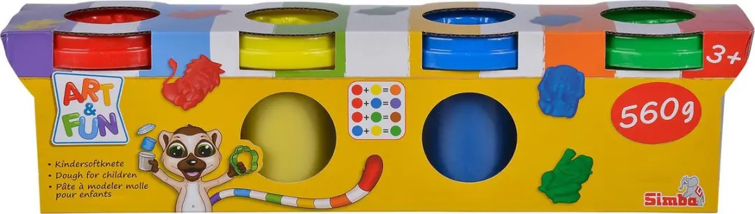Simba Art & Fun Soft Dough Boetseerset - 4 Stuks - Rood/Geel/Blauw/ Groen - afbeelding 4 van 5