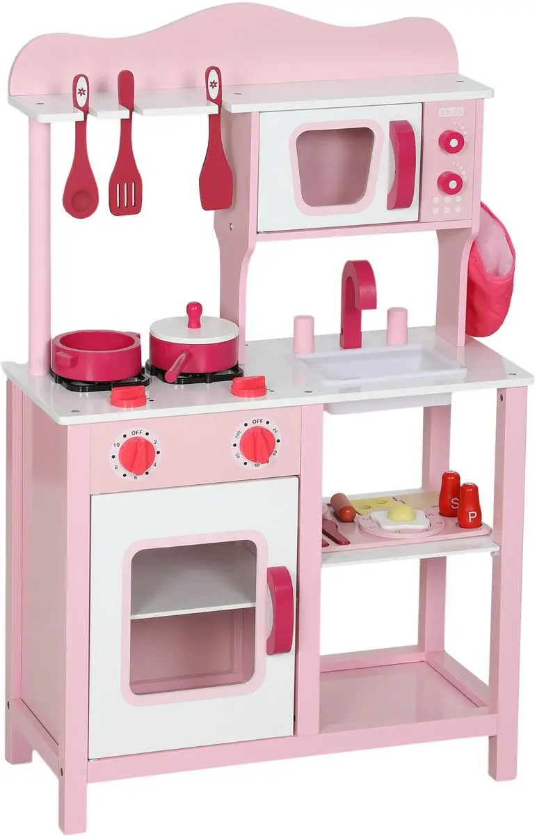 AIYAPLAY Kinderkeukenspeelset MDF 55L x 24B x 86H cm Roze