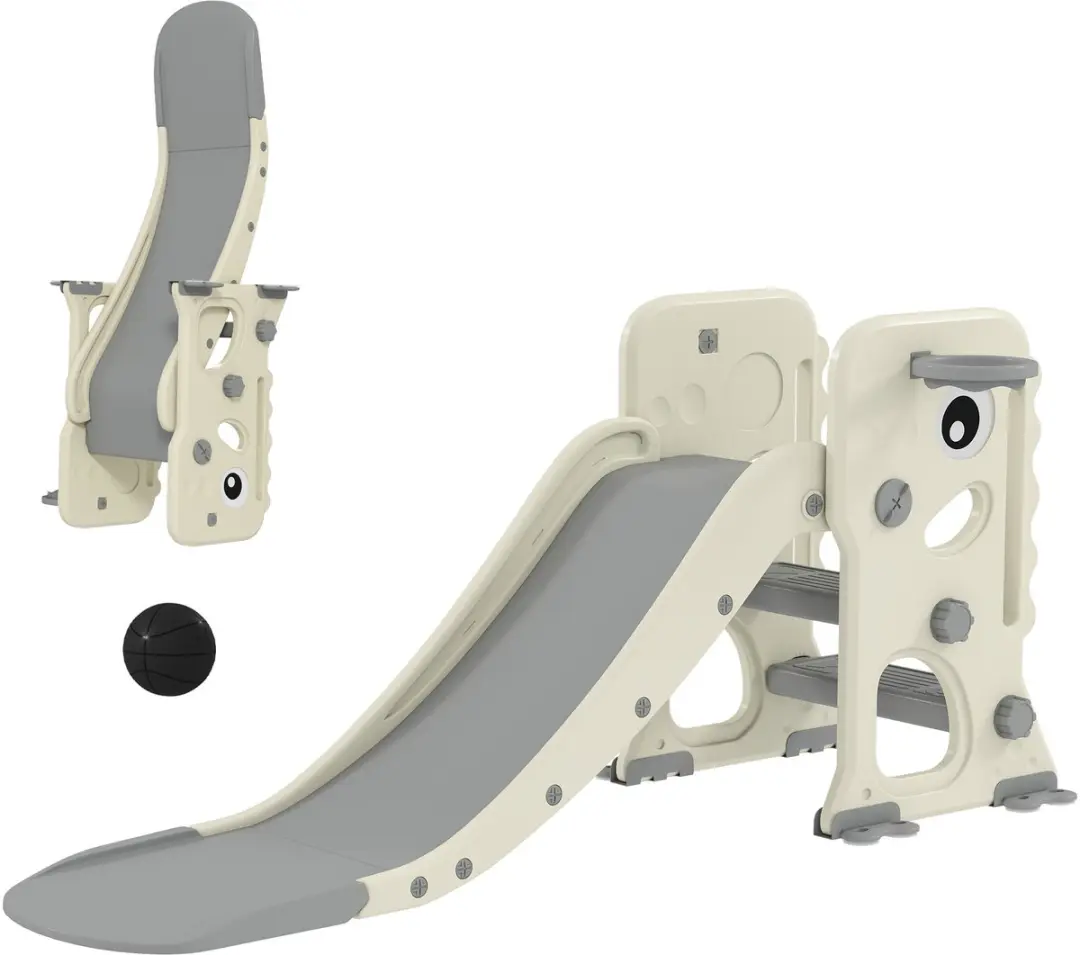 AIYAPLAY Kids Slide Kunststoff 146L x 52B x 65H cm Cremeweiß