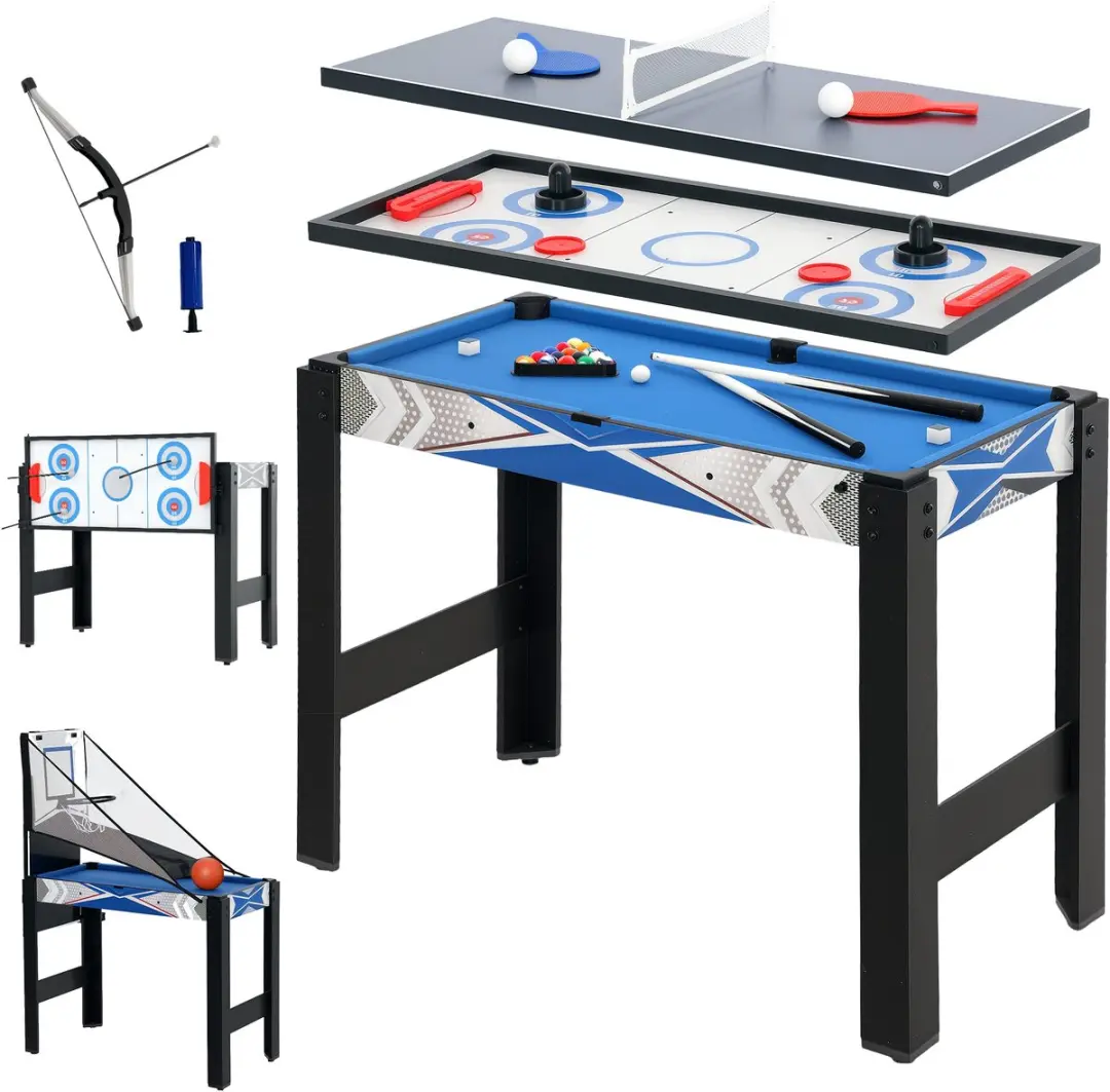 SPORTNOW-Multigame Spieltisch-MDF-91L x 45,5B x 76H cm-Blau+Schwarz
