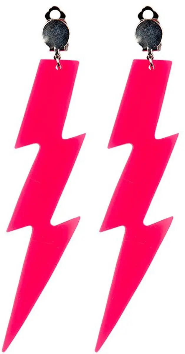 Neon roze oorbellen 80-jaren
