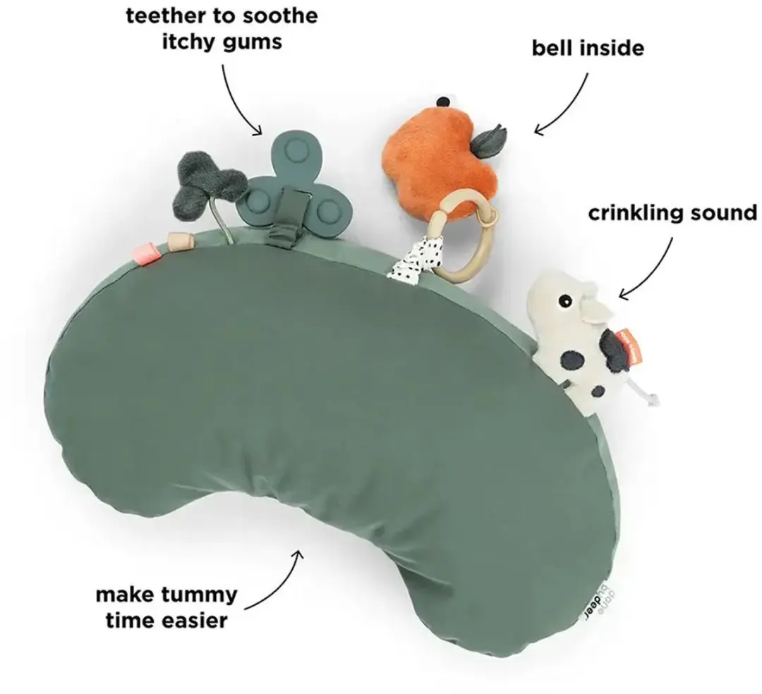 Done By Deer Tummy Time Activiteitenkussen Tiny Farm - Groen - afbeelding 3 van 6