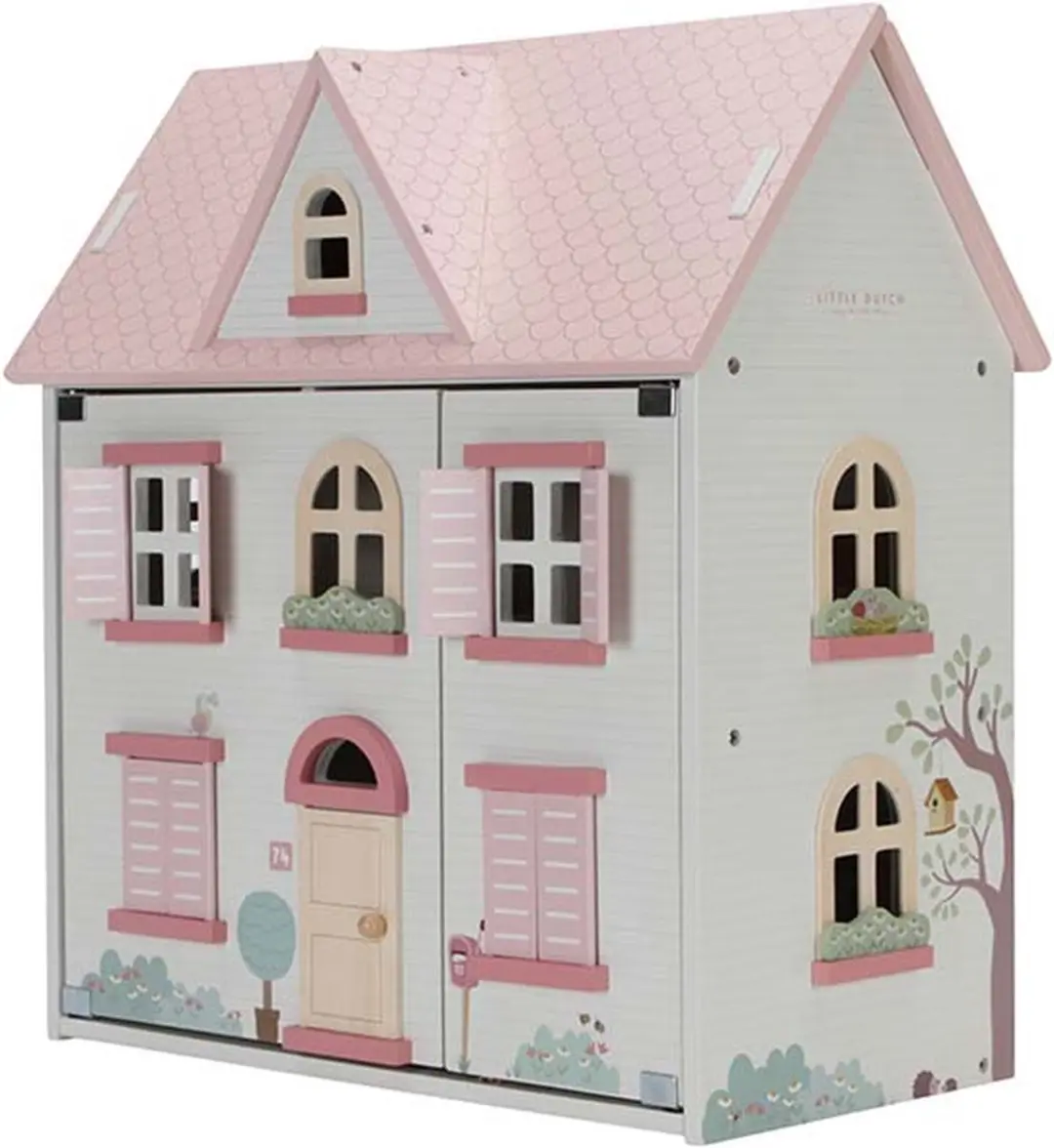 Little Dutch Houten Poppenhuis Lichtroze - 48,8cm - 10 Meubels 2 Poppen