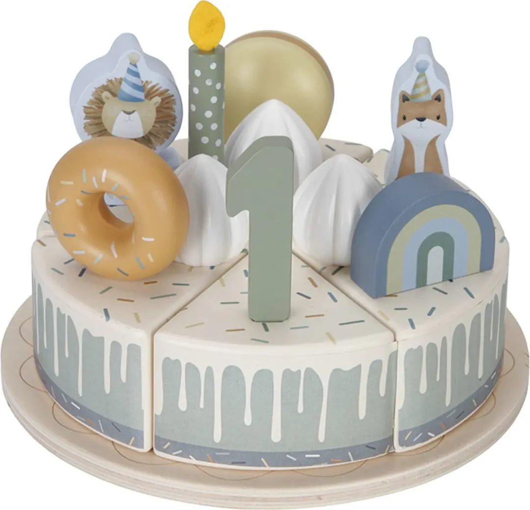 Little Dutch Verjaardagstaart Blauw - 18x met accessoires