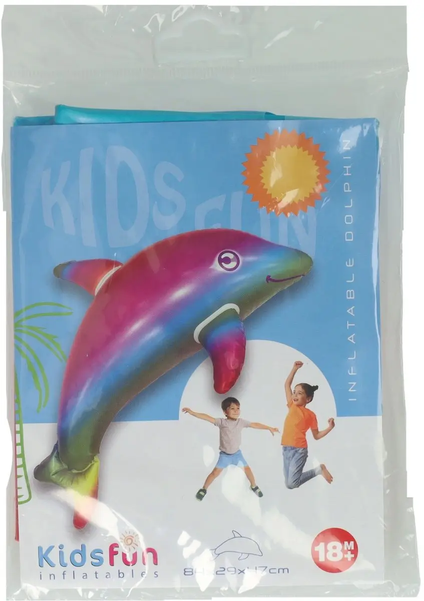 Opblaasbare Dolfijn in Regenboogkleuren.