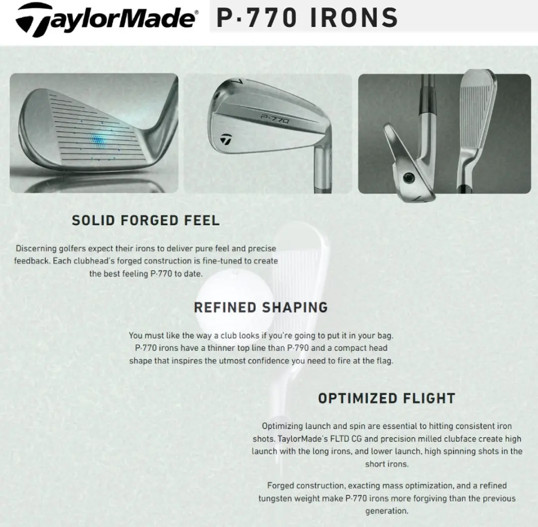 TaylorMade P-770 IJzers 4-PW - Stiff - Zilver