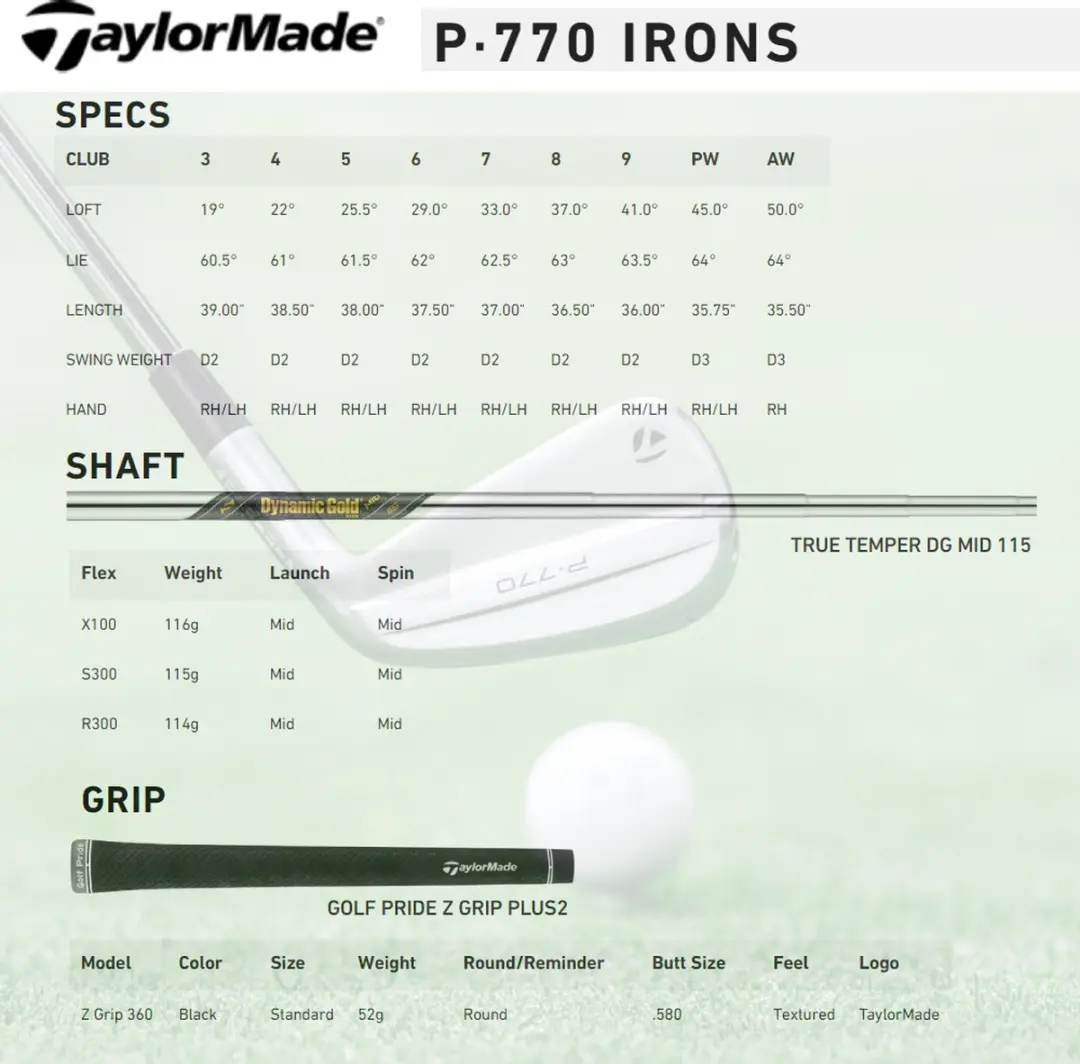 TaylorMade P-770 IJzers 4-PW - Stiff - Zilver