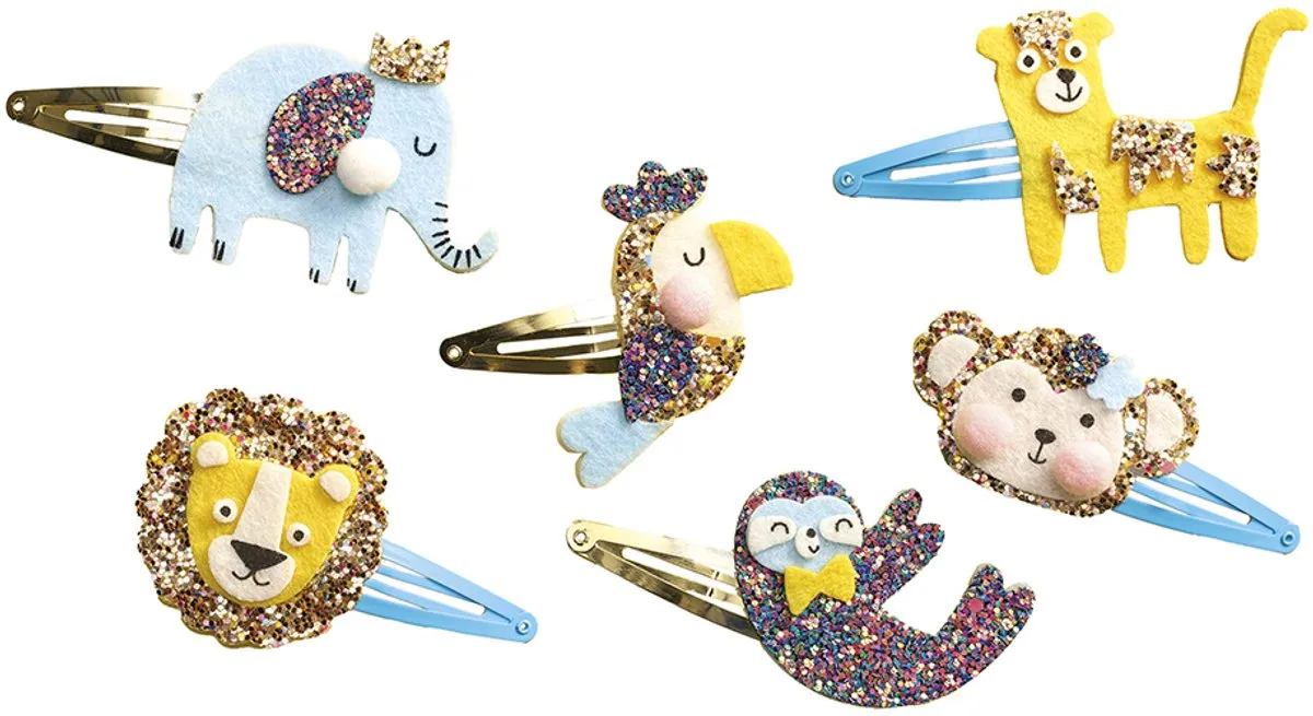 Janod Les Ateliers Bijoux Maakset Exotische Dieren Haarclipjes - 6 Stuks