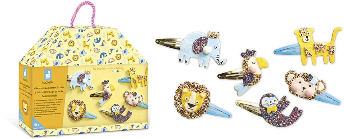 Janod Les Ateliers Bijoux Maakset Exotische Dieren Haarclipjes - 6 Stuks