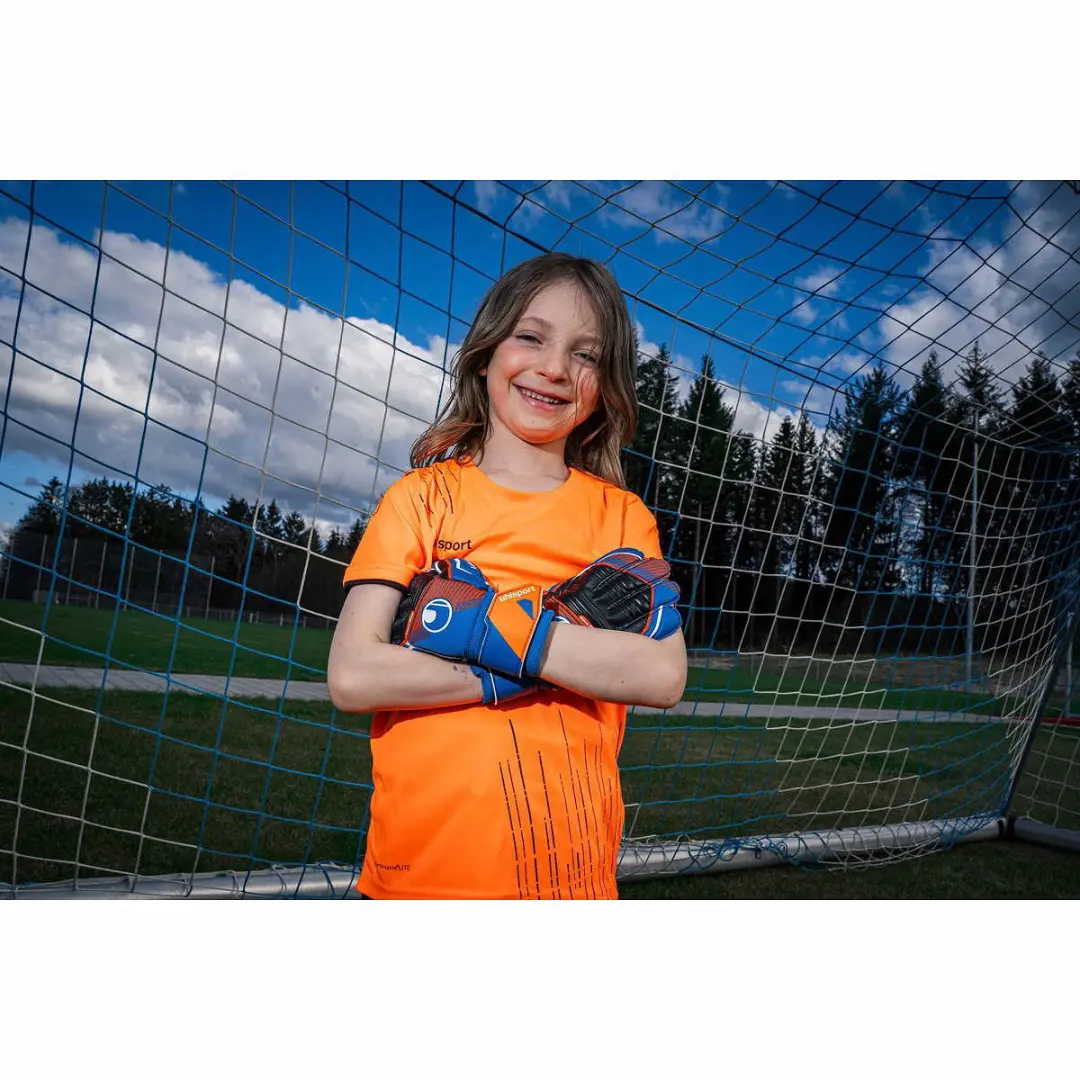 Uhlsport Soft Pro Keepershandschoenen 7 - Royal/Fluo Oranje/Wit - afbeelding 3 van 6