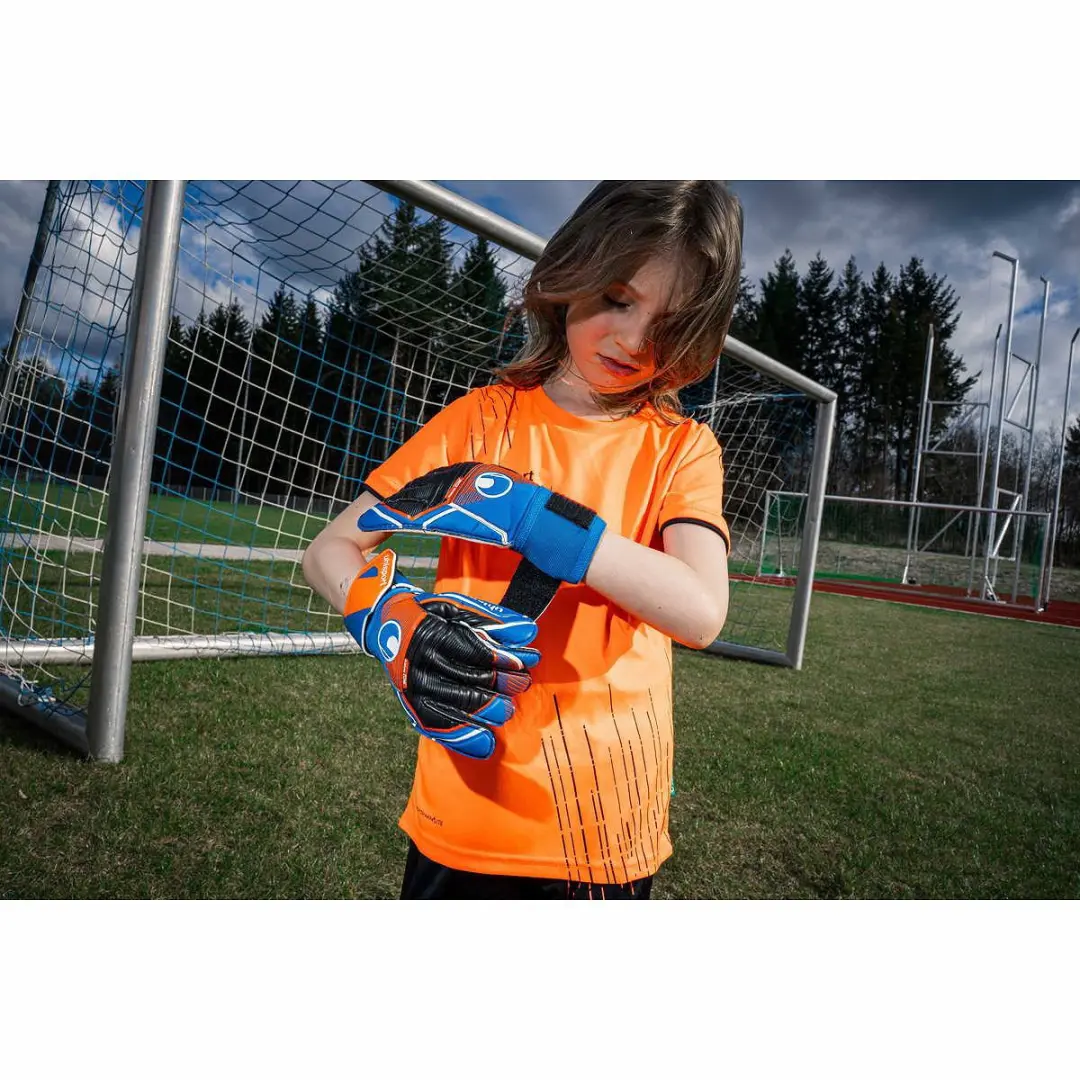 Uhlsport Soft Pro Keepershandschoenen 7 - Royal/Fluo Oranje/Wit - afbeelding 4 van 6