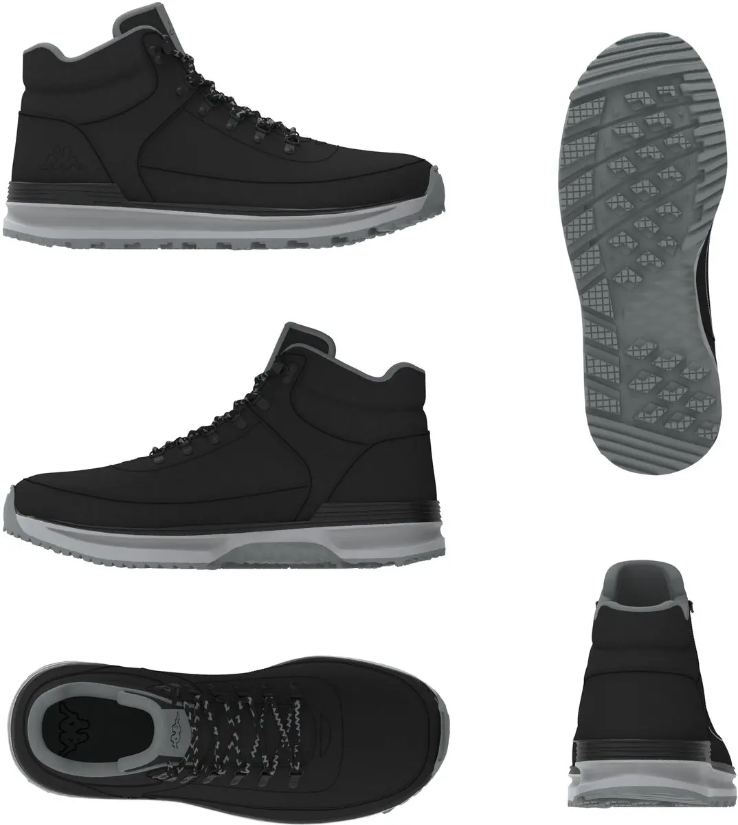 Kappa Logo Monsi Tige Mid Trainers - 40 - Zwart/Groen