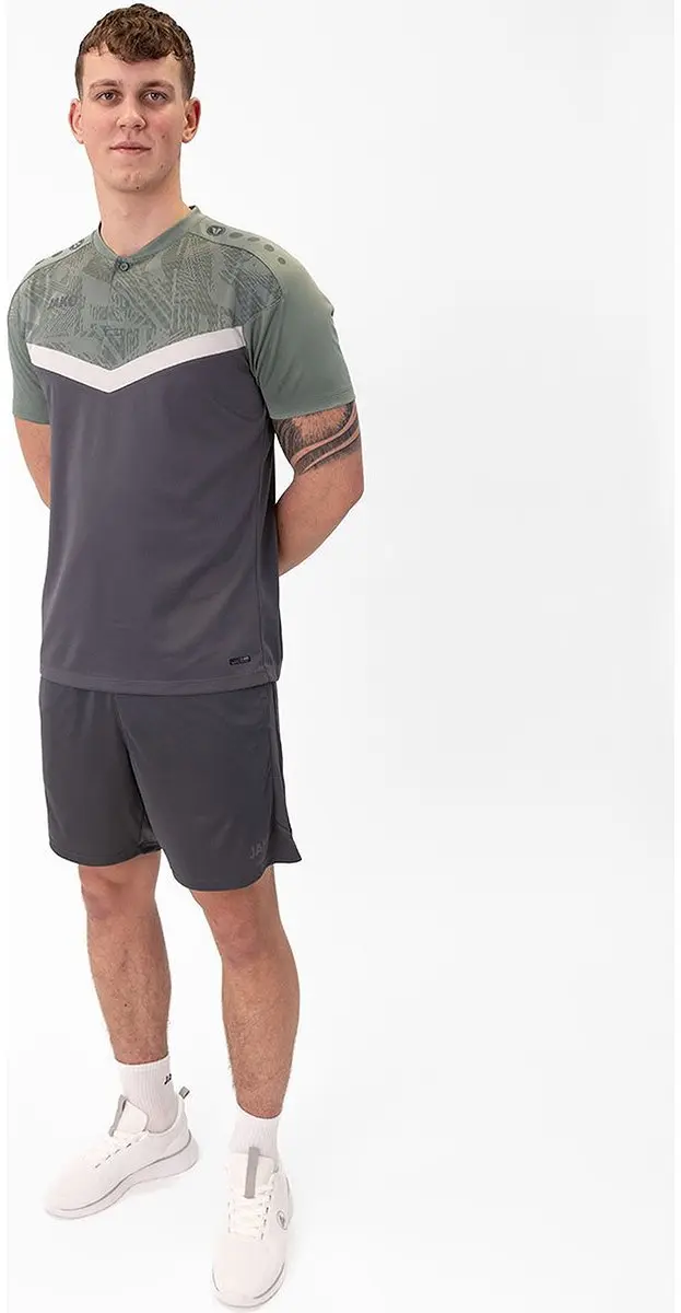 Jako Iconic Polo Heren - Zachtgrijs/Mintgroen/Antra Light S