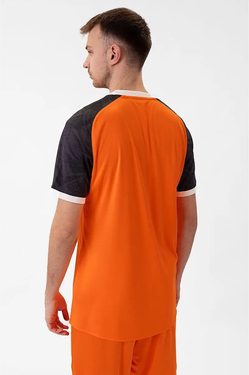 Jako Iconic Shirt Korte Mouw Heren - Fluoro Oranje/Zwart - Maat L