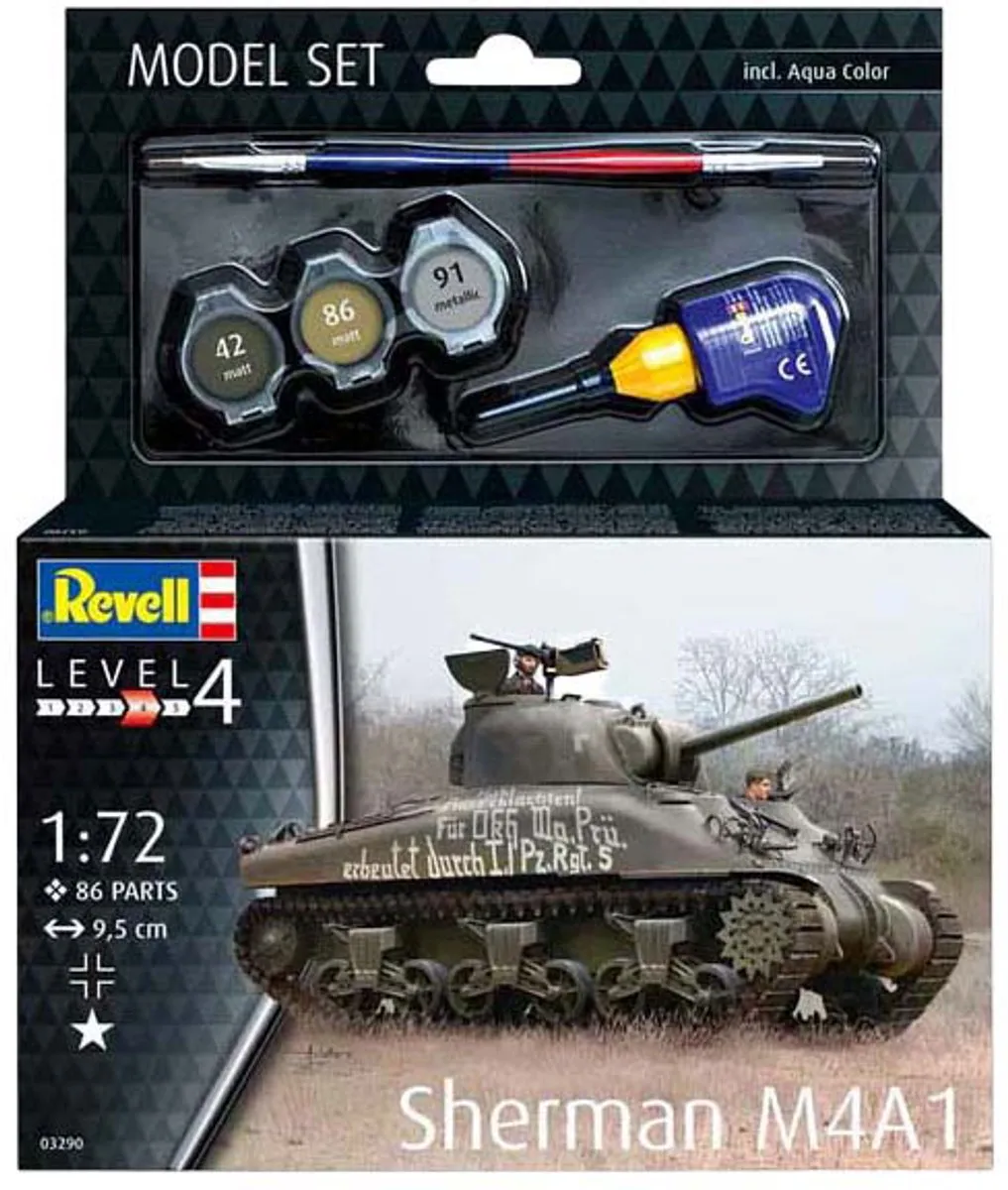Revell Sherman M4A1 1:72 Modelbouwpakket - Militaire voertuigen - 86 Onderdelen