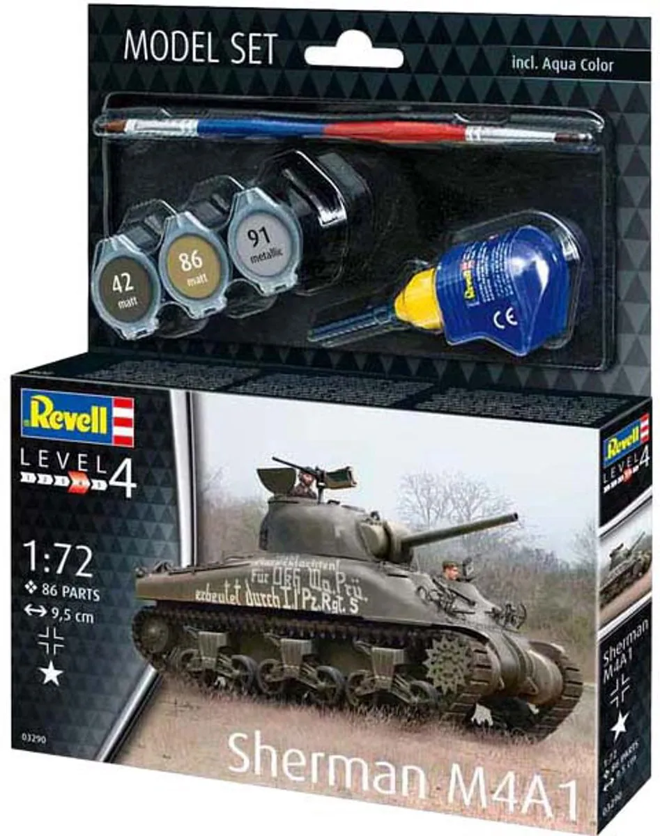 Revell Sherman M4A1 1:72 Modelbouwpakket - Militaire voertuigen - 86 Onderdelen