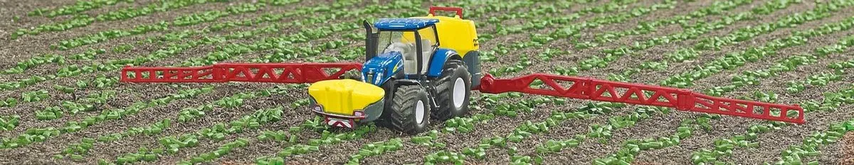SIKU New Holland Tractor met Kverneland Landbouwspuit 1799 - Blauw