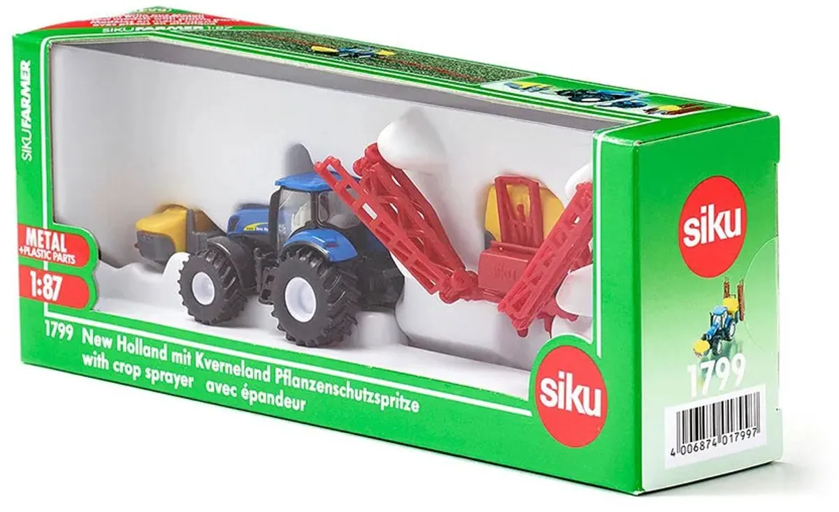 SIKU New Holland Tractor met Kverneland Landbouwspuit 1799 - Blauw