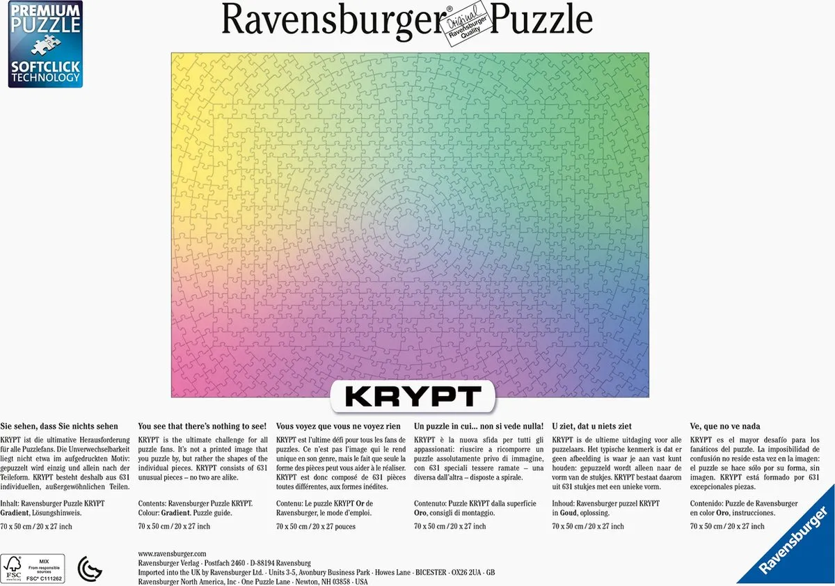Ravensburger Krypt Puzzel 631 Stuks - Multicolor