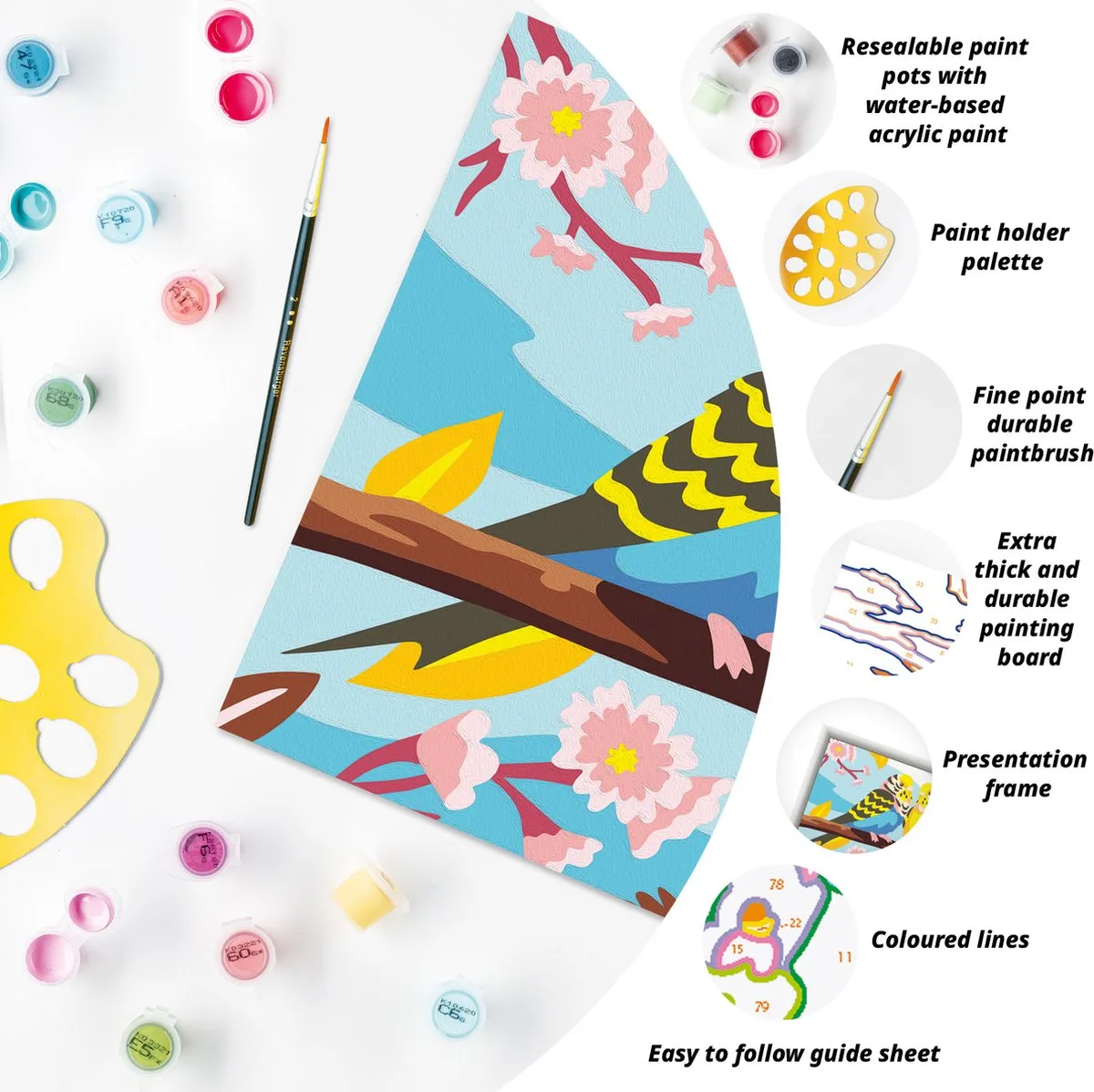 Ravensburger Lovely Budgies CreArt Schilderen op Nummer - Meerkleurig - afbeelding 6 van 6