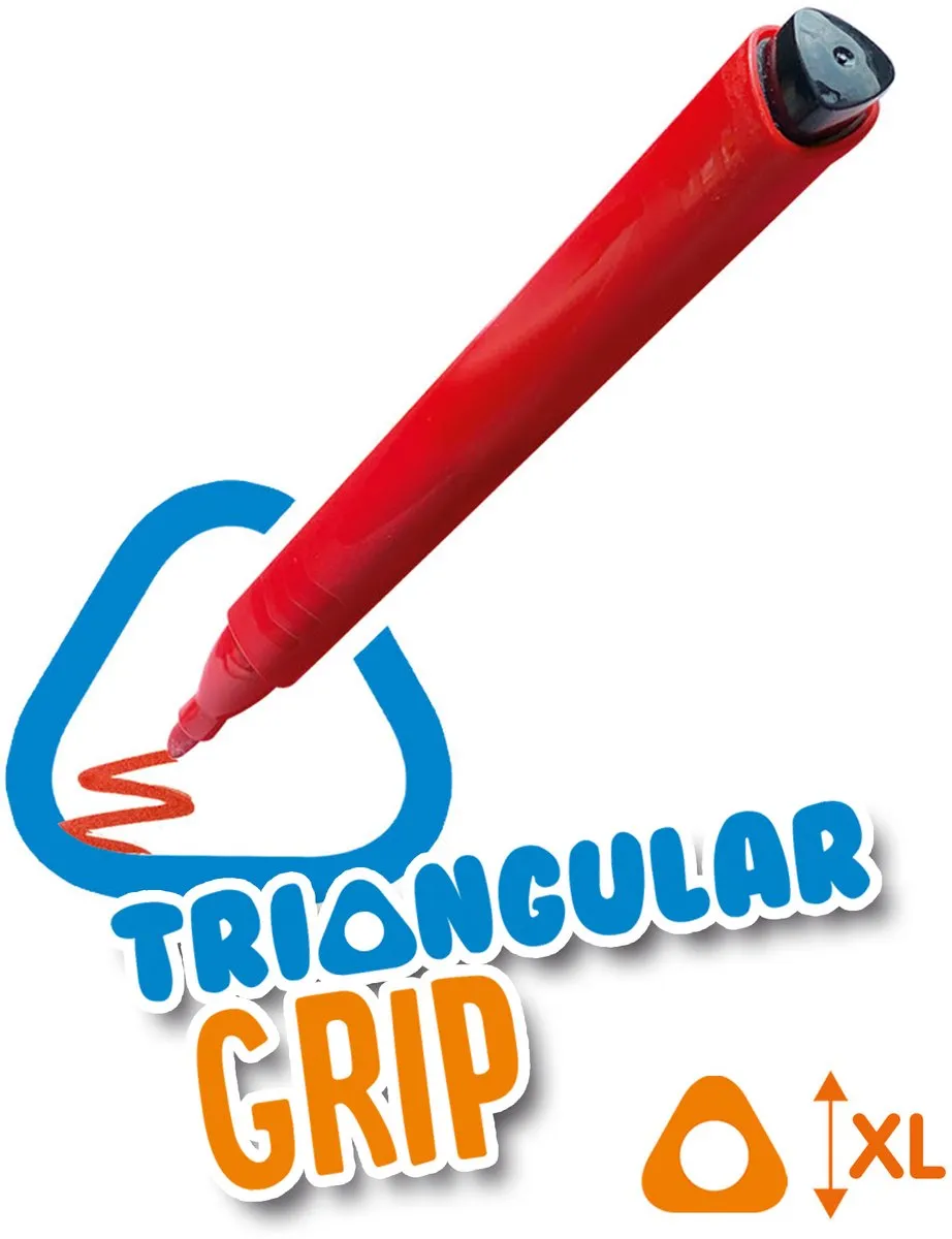 SES Creative Ik Leer Driehoek Grip Stiften - 12 Stuks - Multicolor