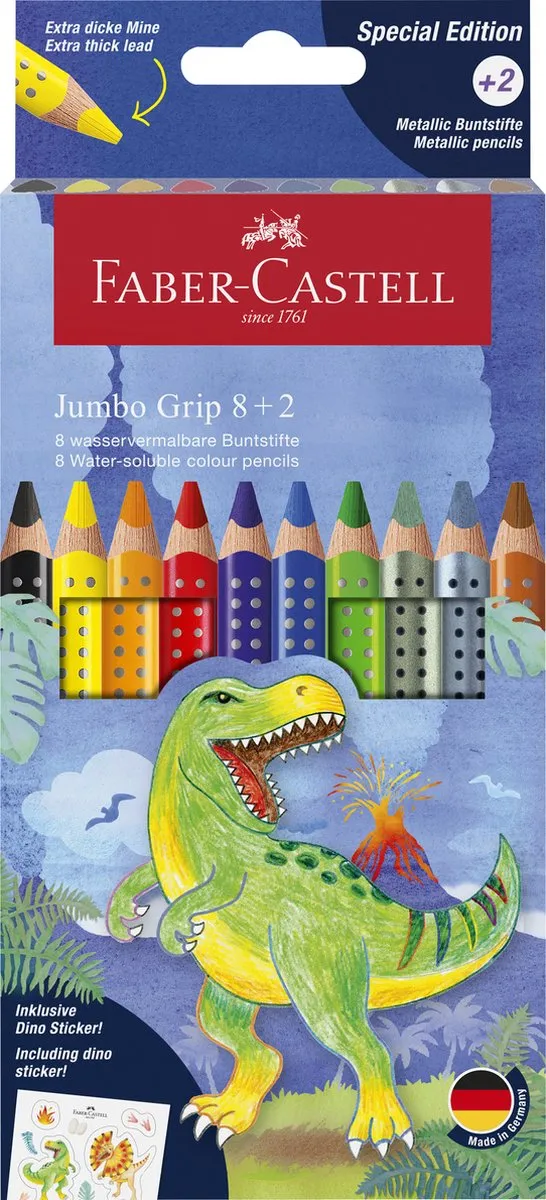 Faber-Castell Jumbo Grip Dino Kleurpotloden 10 Stuks