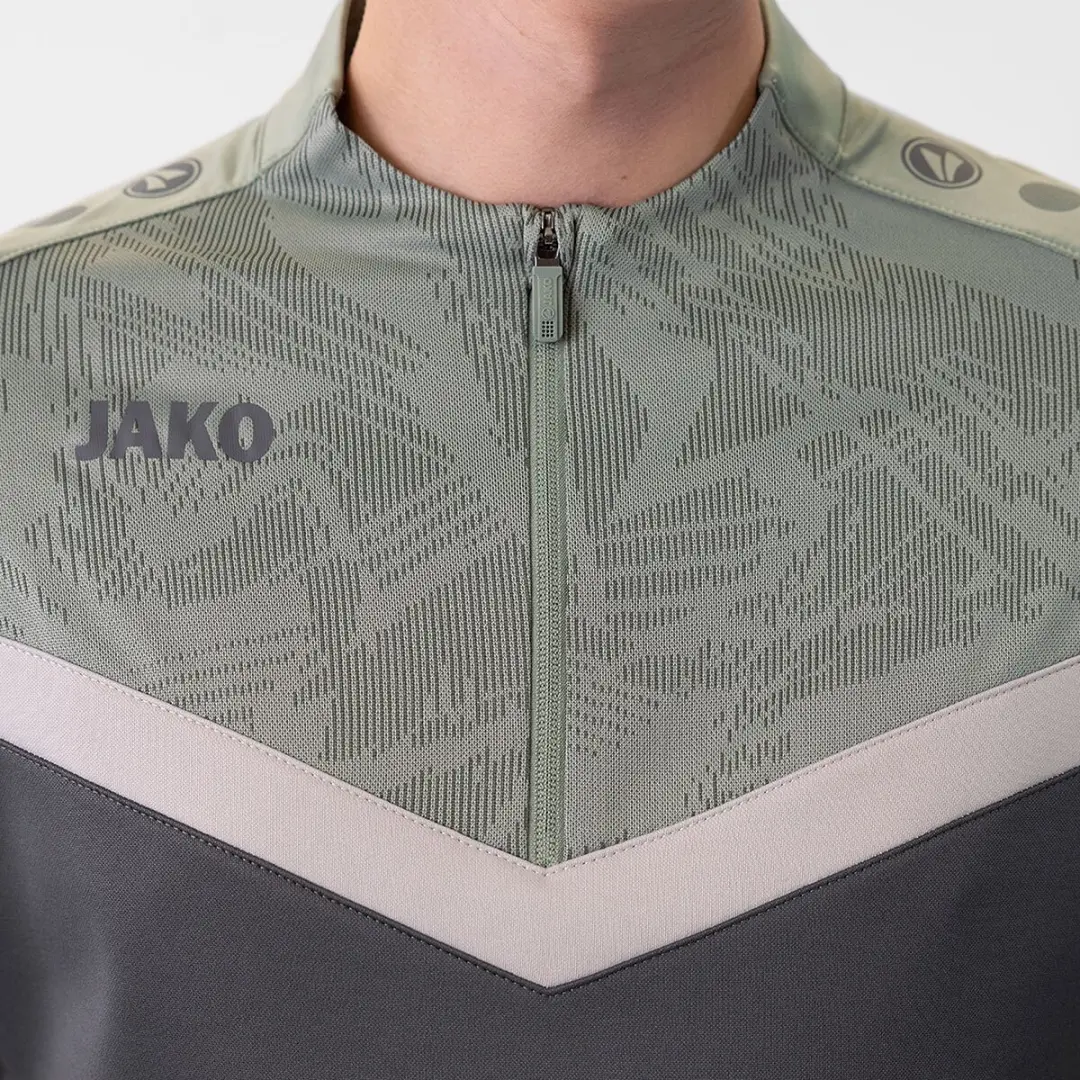 JAKO Iconic Ziptop Heren - Zachtgrijs/Mintgroen - M