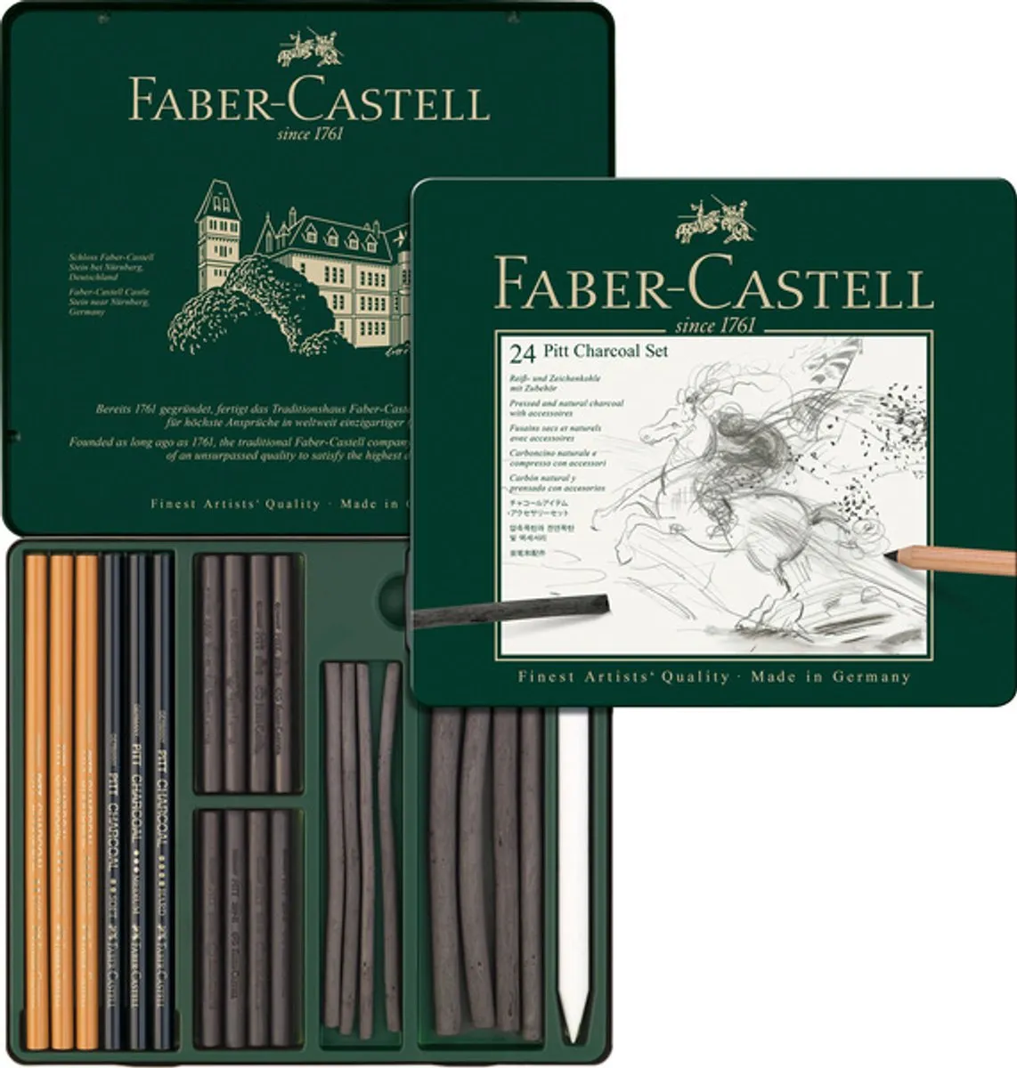 Faber-Castell Pitt Monochrome Houtskoolset 24-delig