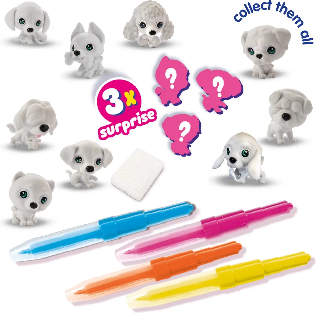 SES Creative Blow Airbrush Pens Puppy's Surprise - 4 Pennen - 3 Figuren